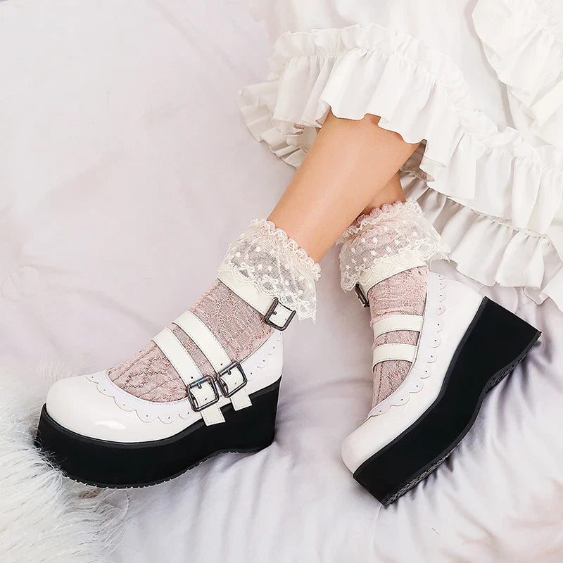Coquette Core Platform Ruffle Shoes