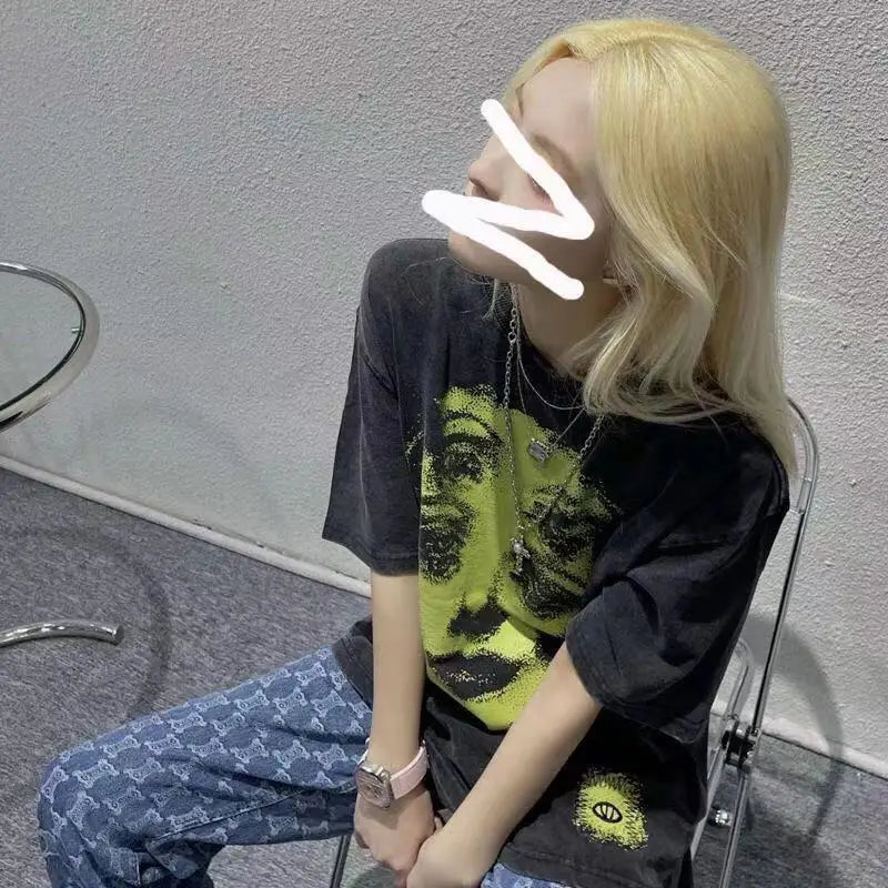 Y2K Vintage Print Oversized T-Shirt