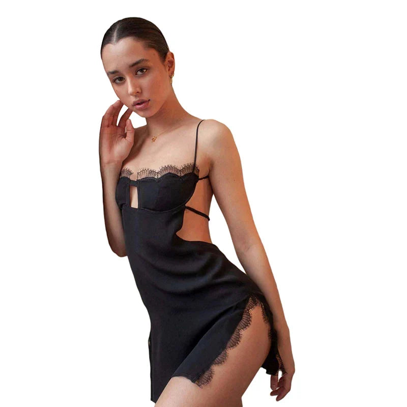 Baddie Backless Slit Mini Dress