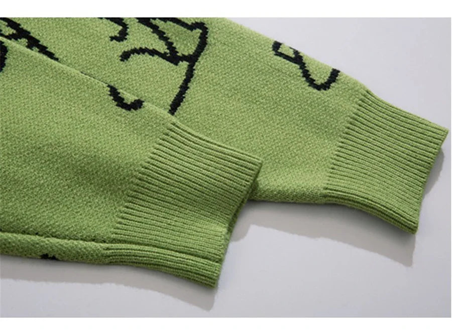 Weird Core Dinosaur Knitted Sweater