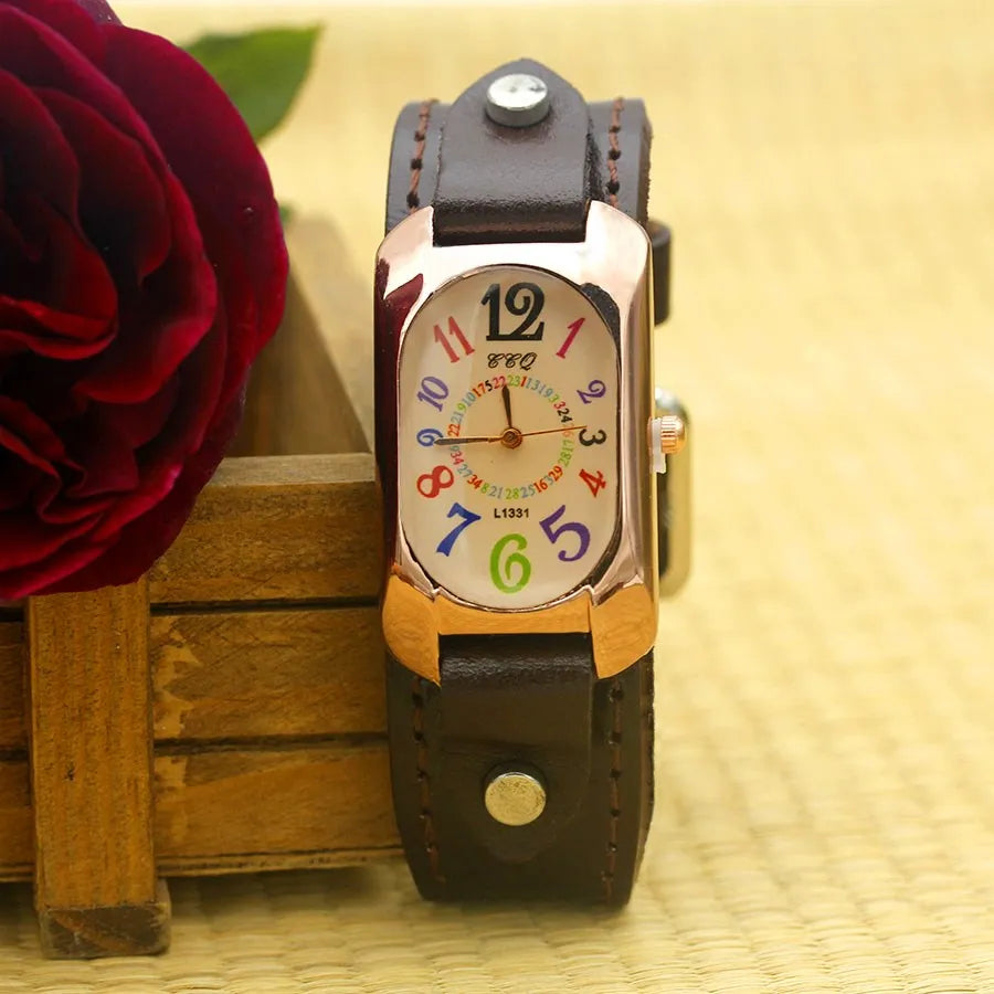 Cow Leather Strap Casual Watch
