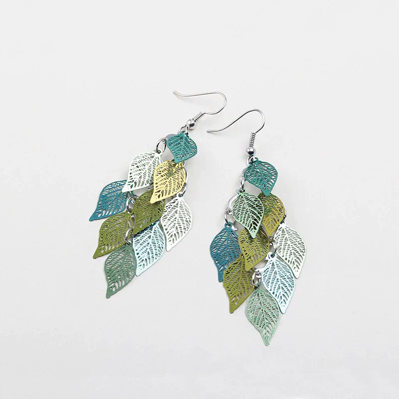 Vintage Hollow Leaves Shiny Earrings