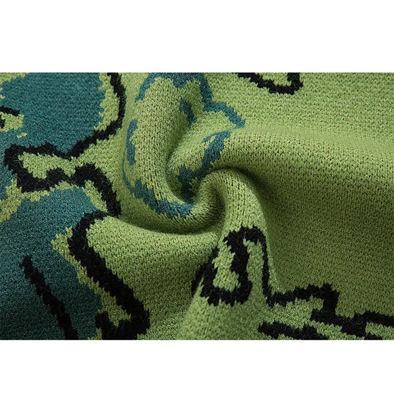 Weird Core Dinosaur Knitted Sweater