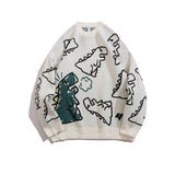 Weird Core Dinosaur Knitted Sweater