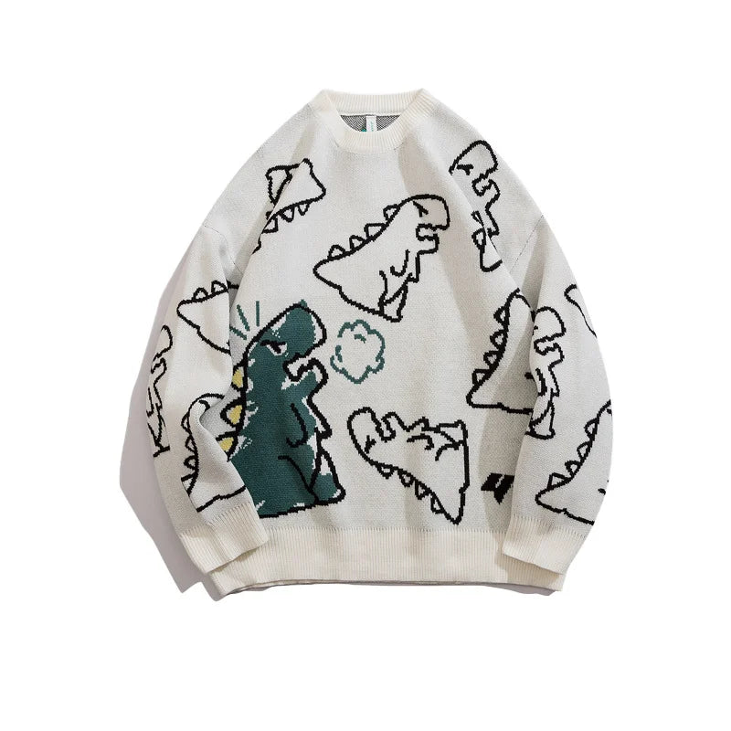 Weird Core Dinosaur Knitted Sweater