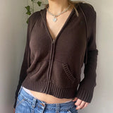 Vintage Y2k Knitted Zip-Up Hoodie