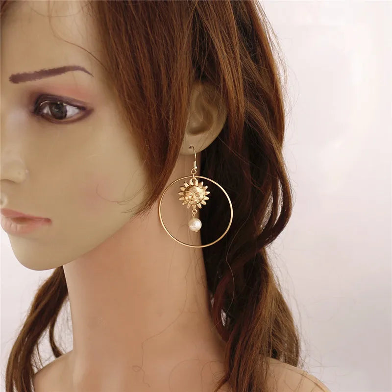 Bohemian Gold Asymmetric Circle Earrings