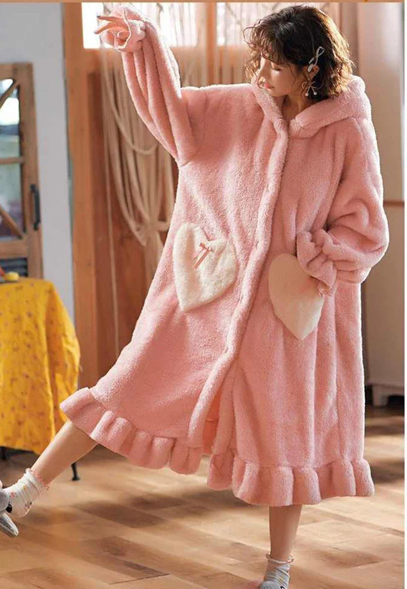 Animal Thick Warm Hooded Pyjamas For Women