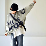 Y2K Literary Personality Print Oversized Sweater