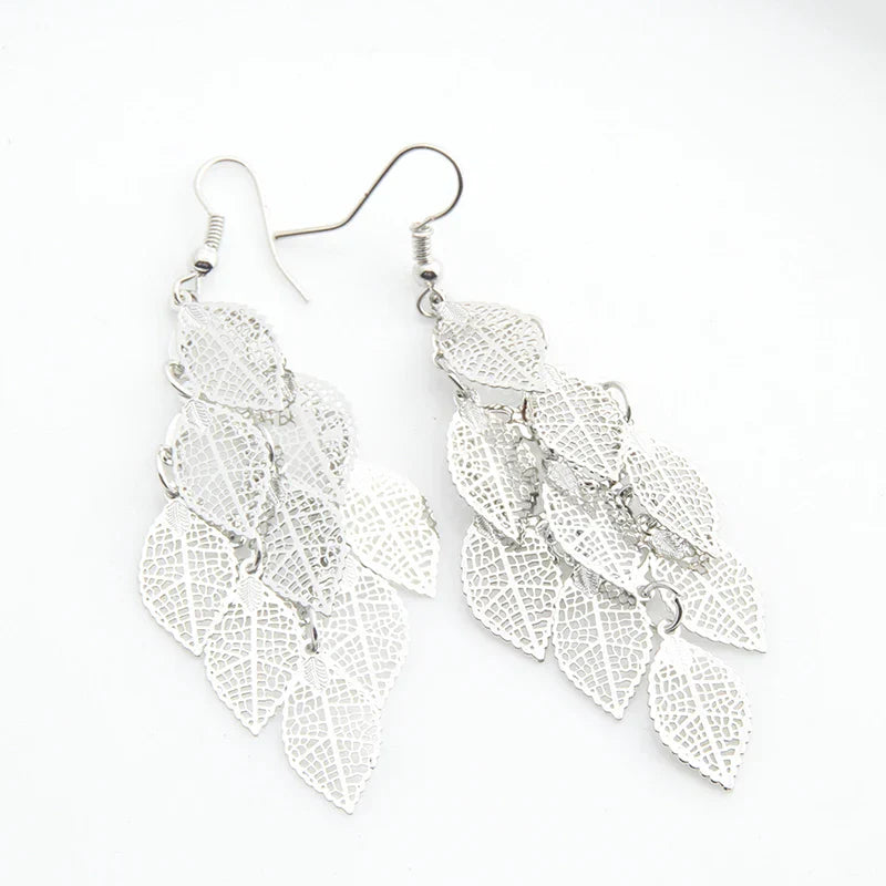 Vintage Hollow Leaves Shiny Earrings