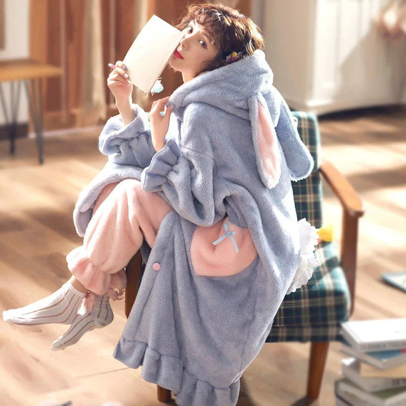 Animal Thick Warm Hooded Pyjamas For Women