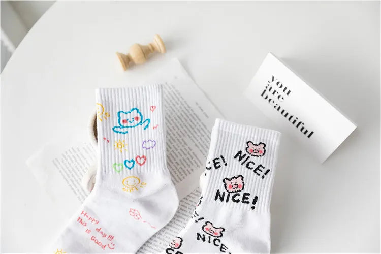 Funny Embroidery Summer Socks