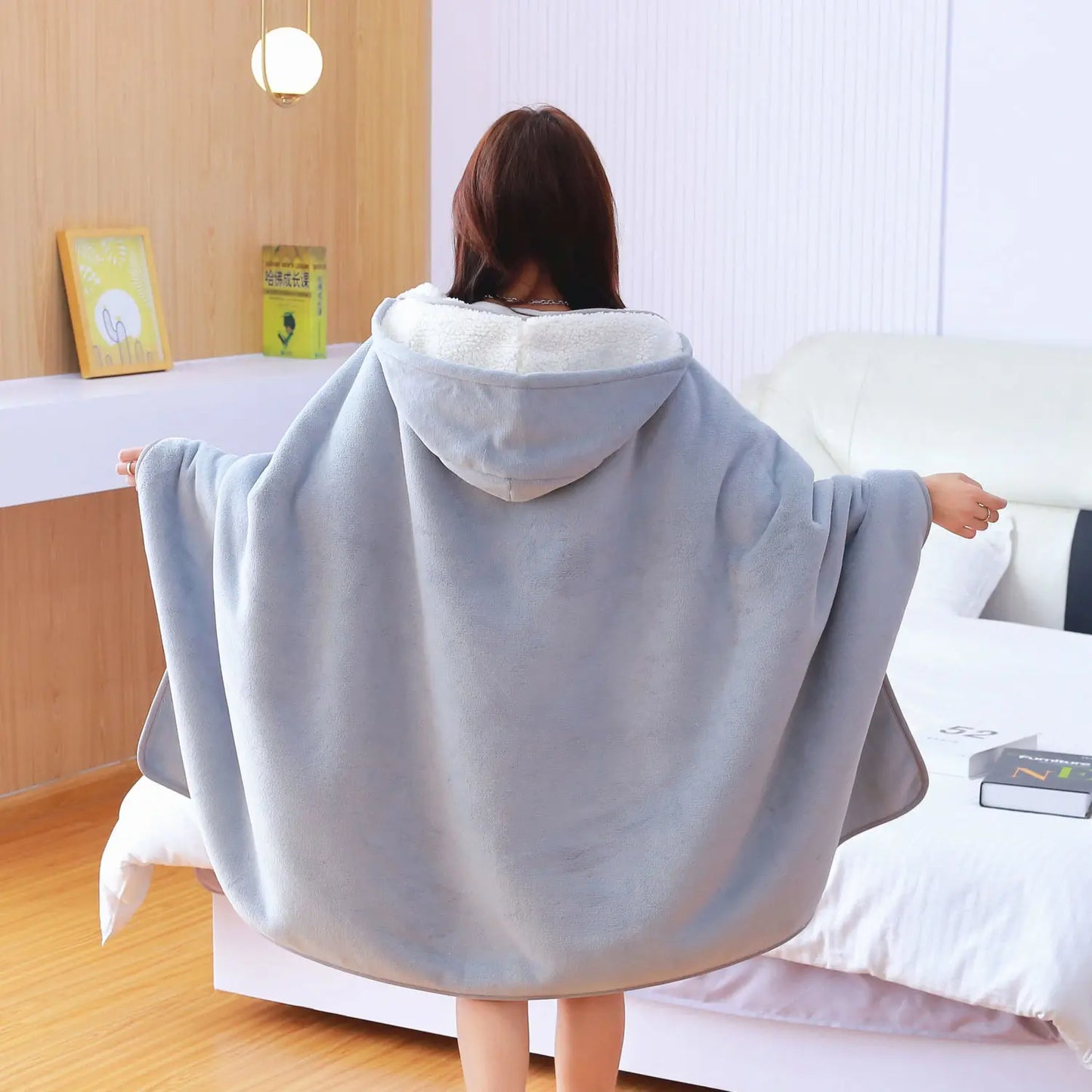 Heavy Thick Fleece Hooded Blanket