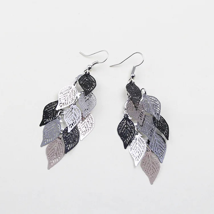 Vintage Hollow Leaves Shiny Earrings
