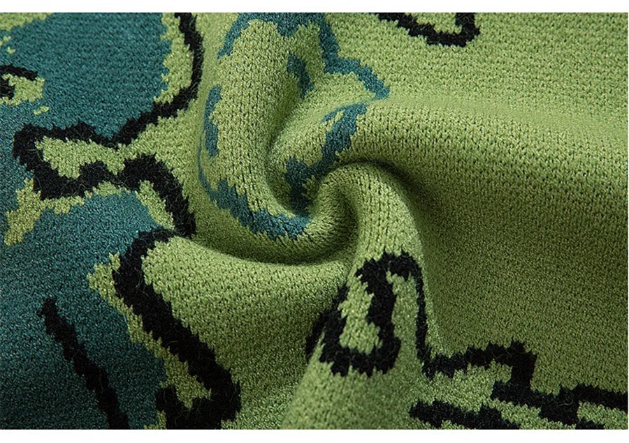 Weird Core Dinosaur Knitted Sweater