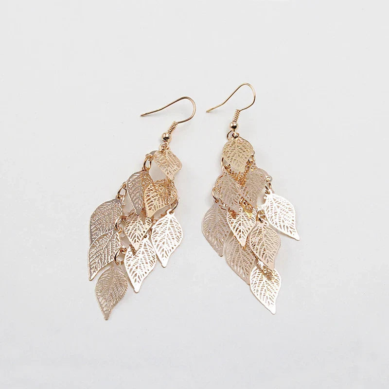 Vintage Hollow Leaves Shiny Earrings