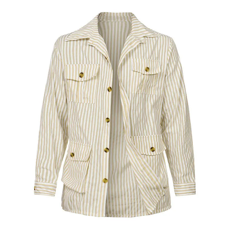 Luxury Long Sleeve Striped Pocket Shirt