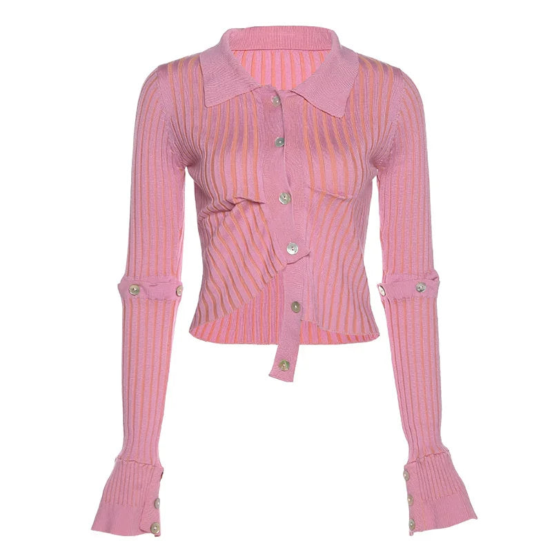 Y2K Detachable Sleeve Cropped Cardigan
