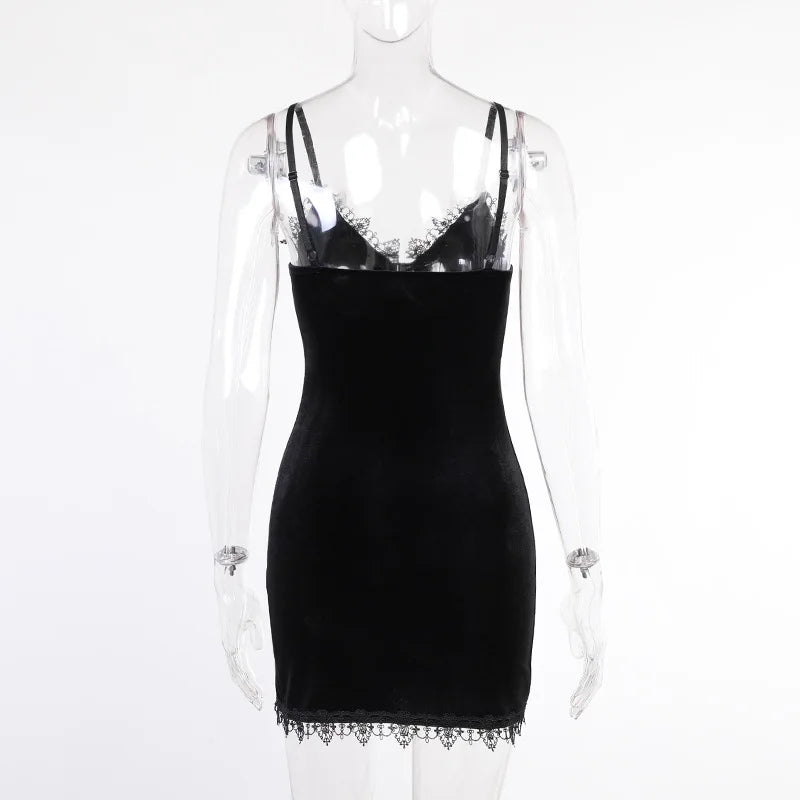 Y2K Goth Cross Black Mini Dress