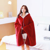 Heavy Thick Fleece Hooded Blanket