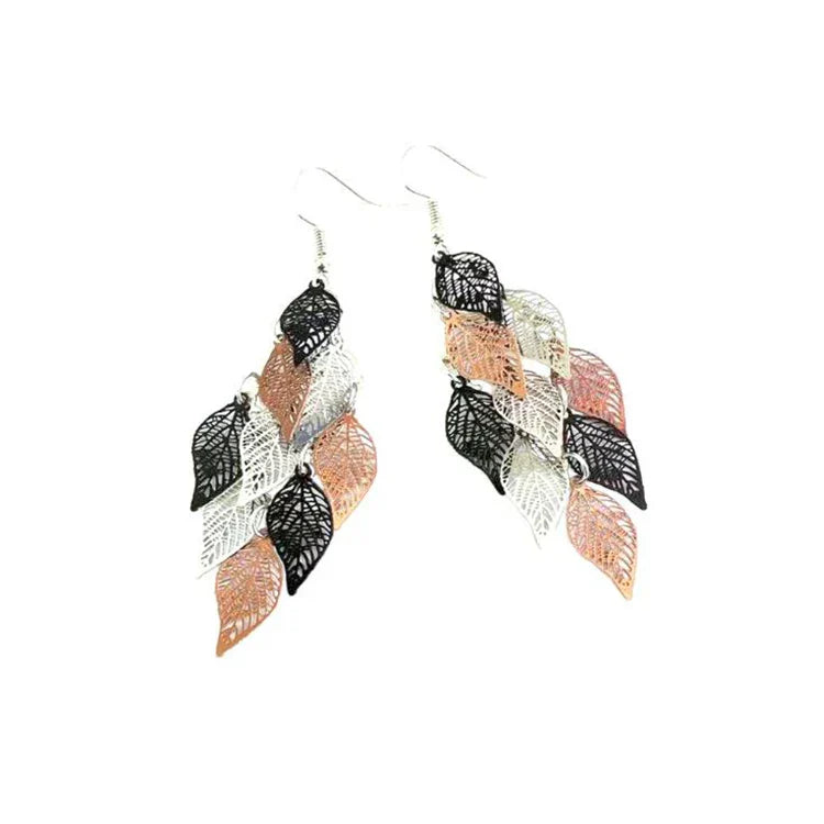 Vintage Hollow Leaves Shiny Earrings