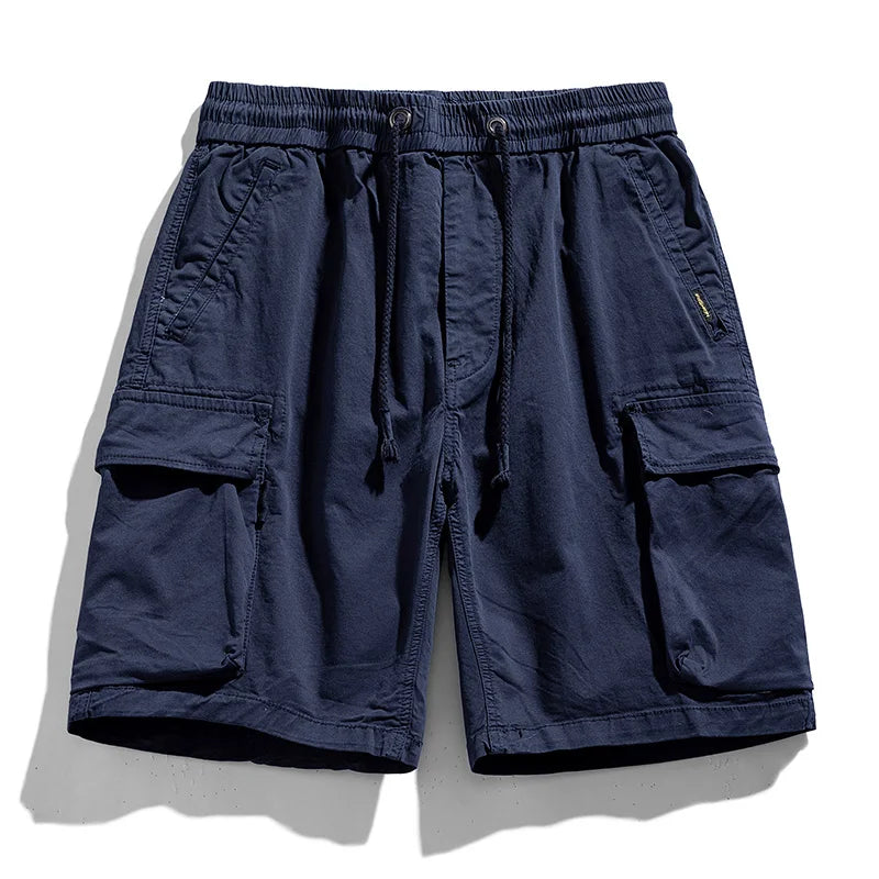 Solid Elastic Waist  Multi Pocket Short
