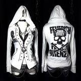 Slim Gothic White Zipper Hoodie
