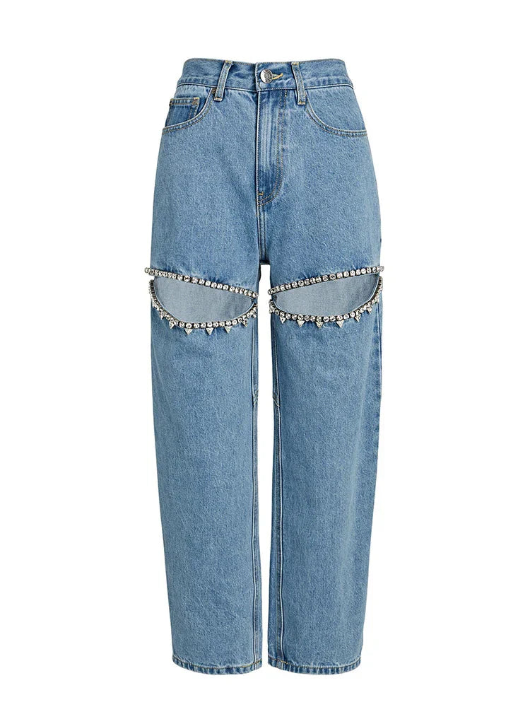 Baddie Embellished Ripped  Denim Jeans