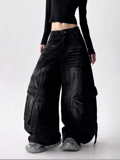 Y2K Dark Distressed Baggy Jeans