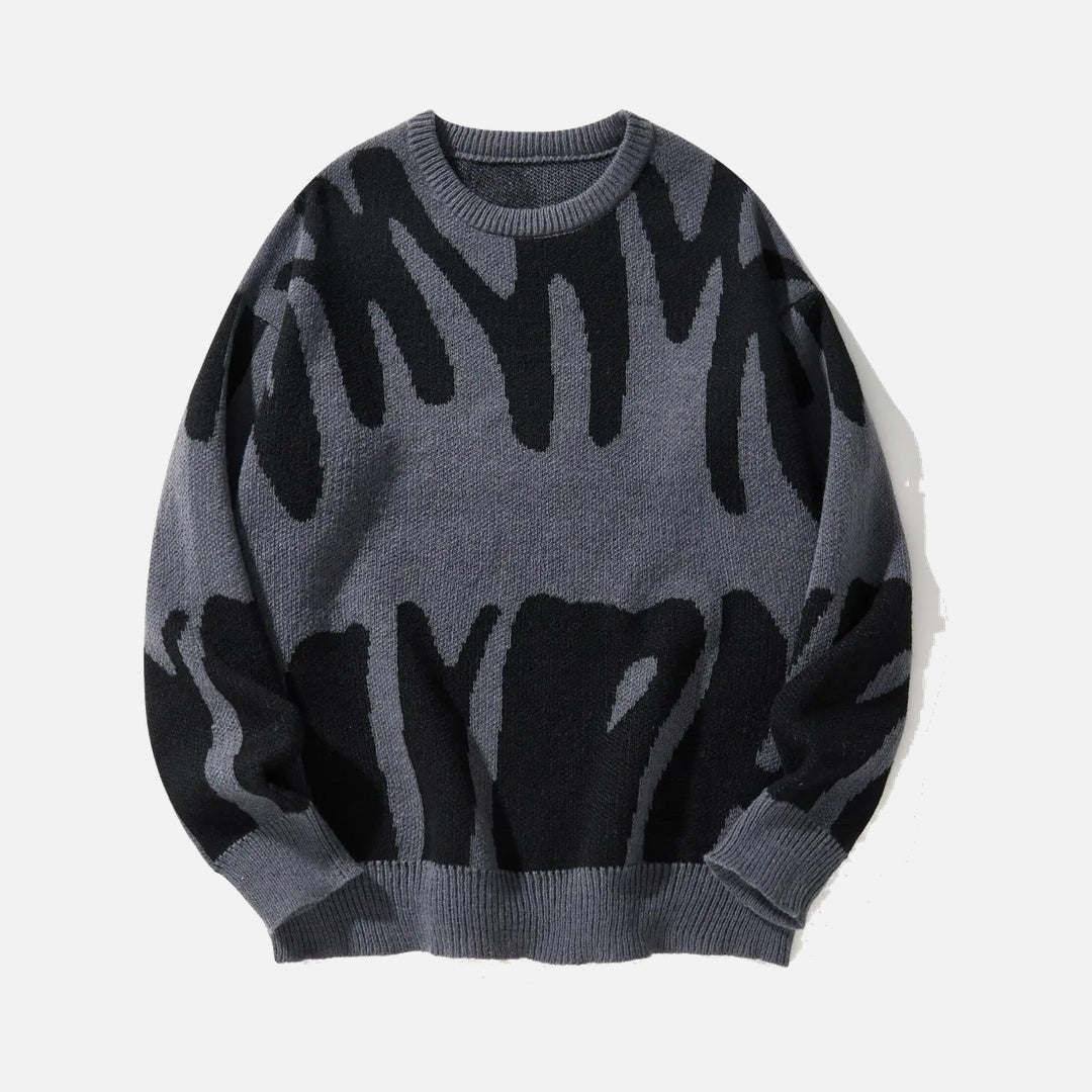 Irregular Jacquard pattern O-neck Sweater