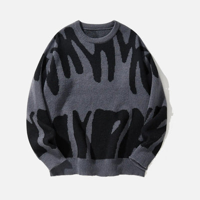 Irregular Jacquard pattern O-neck Sweater