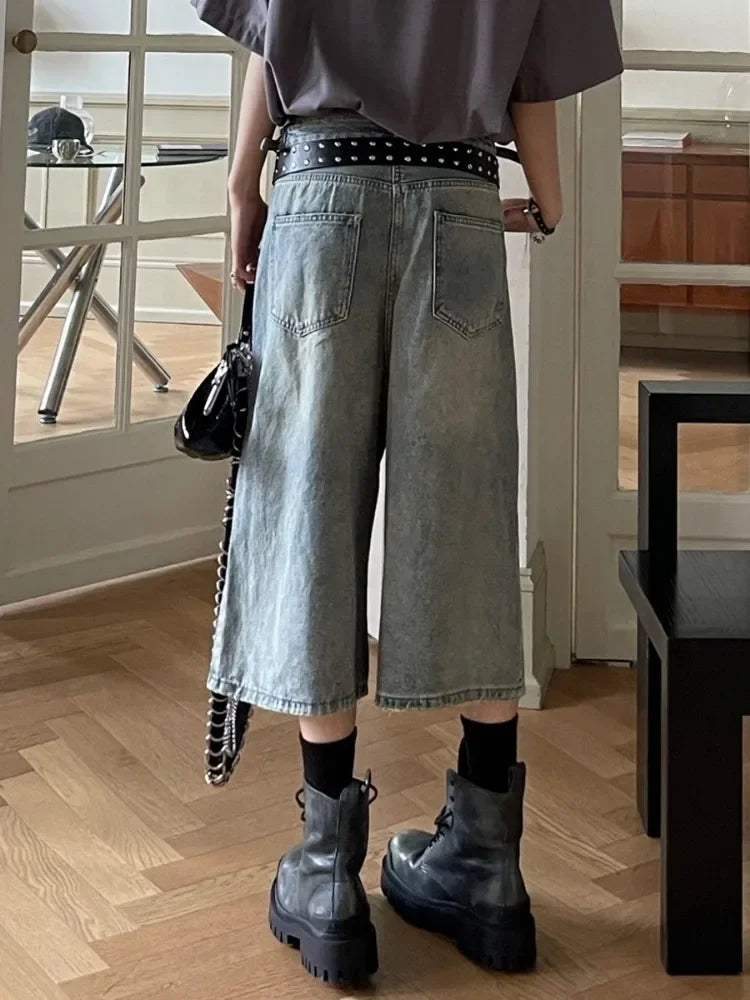 Vintage blaue zerrissene Distressed Jorts