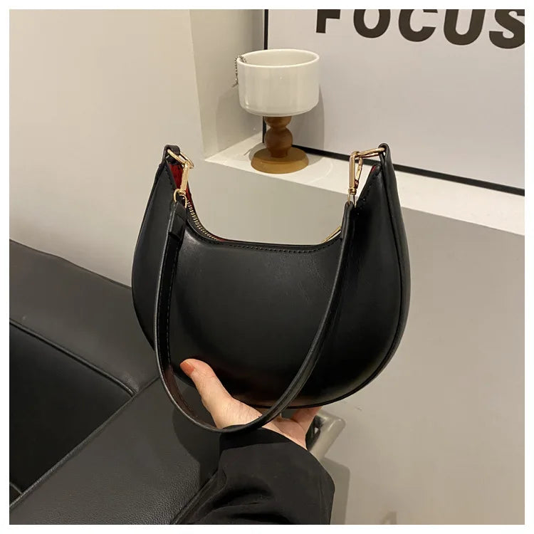 Crescent Moon Chic Leather Handbag