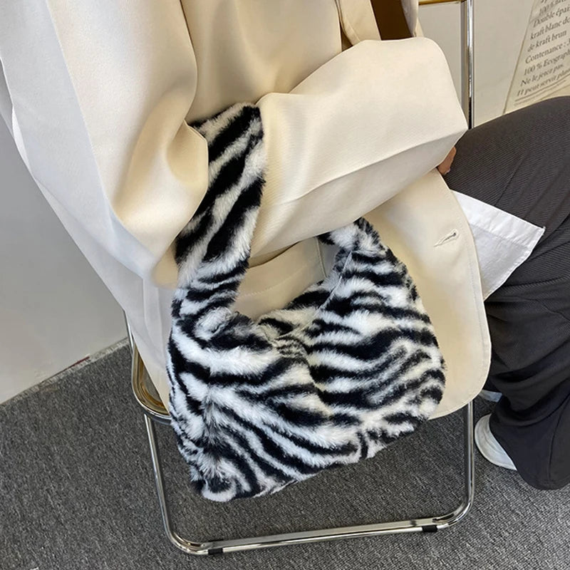 Fuzzy Fleece Leopard Bag