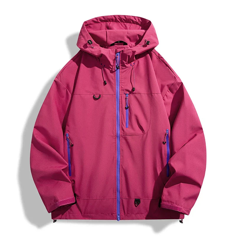 Solid Color Waterproof High Collar Windbreaker Jacket