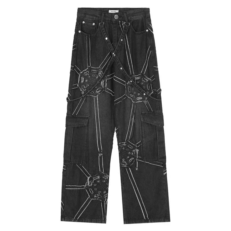 Cyberpunk Vintage Spider Net Jeans