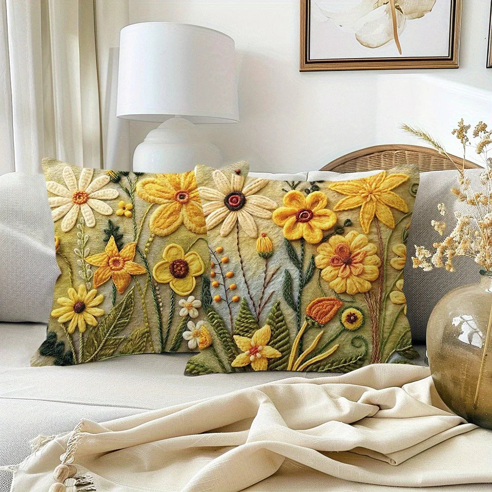 Floral Pattern Yellow Pillowcase
