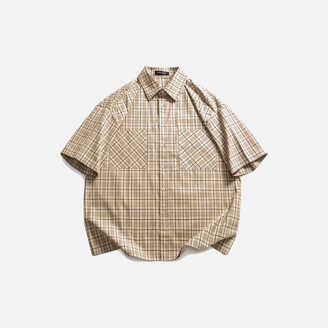 Camisa informal suelta de algodón puro a cuadros