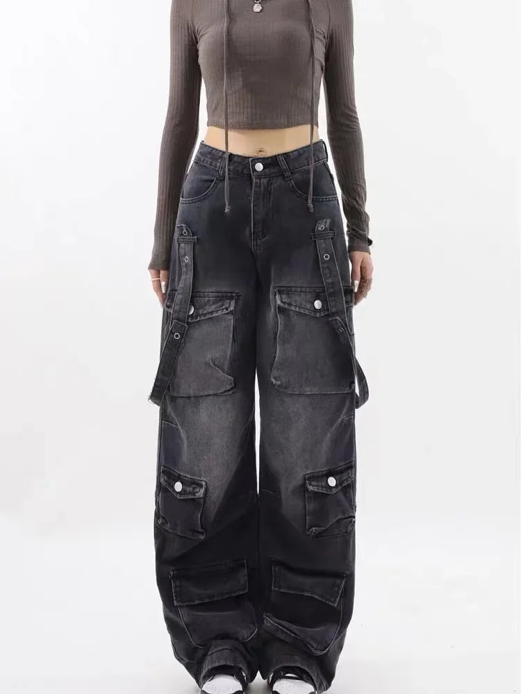 Retro Camouflage Wide Leg Cargo Pants