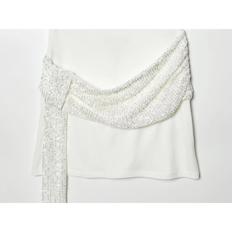 Women's White Cape Sleeve Mini Dress