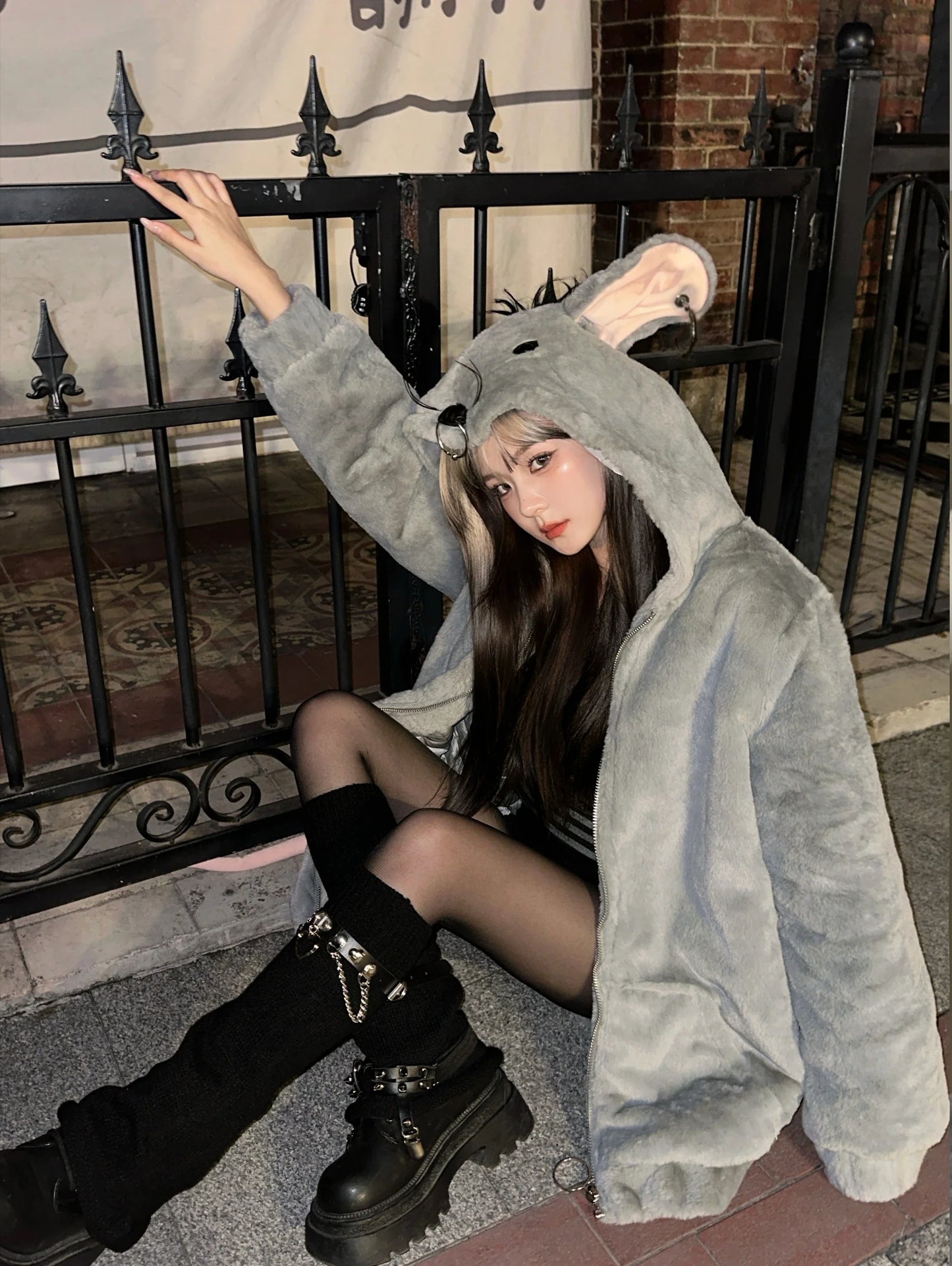 Cute Mouse Halloween Fur Jacket