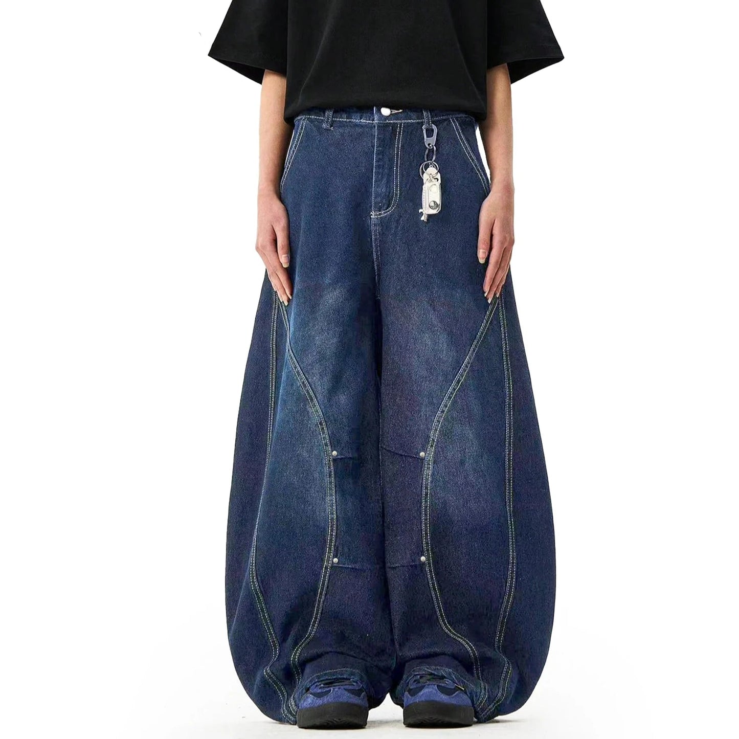 Retro Baggy Pleated Wide Leg Jeans