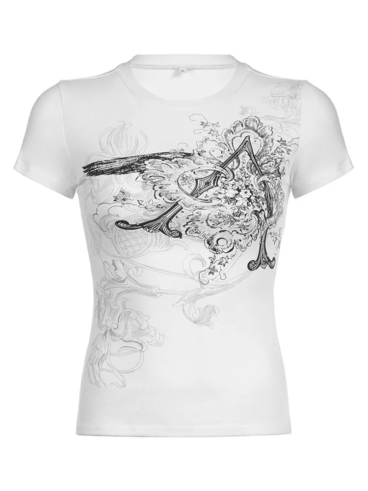 Retro Graphic White Crop Top
