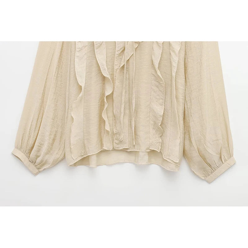 Sexy Semi-Sheer Ruffle Summer Blouse