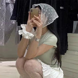 Lace White Polka Dot Women's Headscarf
