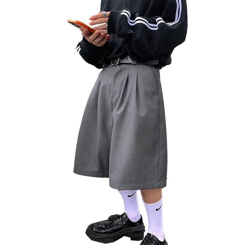 Soft Grey Pleated Shorts High Jorts