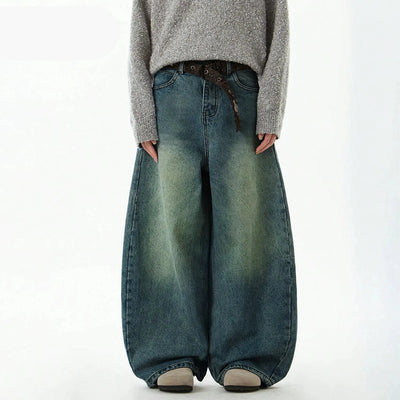 Y2K Trendy Faded Green Baggy Jeans