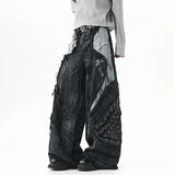Cyberpunk Patchwork Distressed Jeans