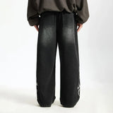 Black Graffiti Grunge Wide-leg Jeans