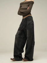Black Grunge Wide Leg Jeans